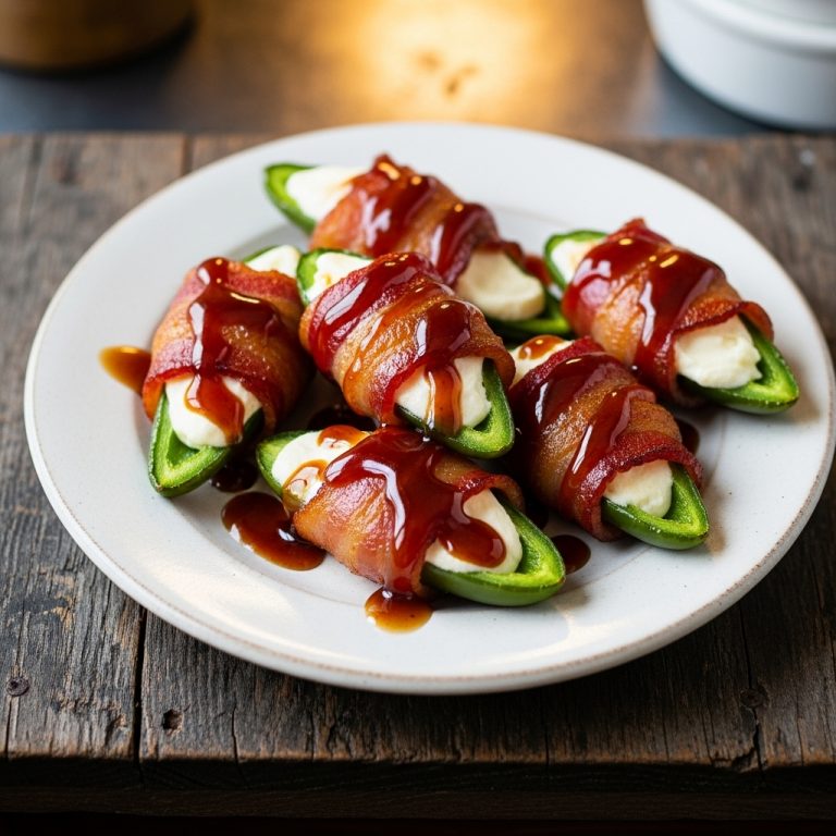 Bacon Wrapped Jalapeño Poppers with Smoky Bourbon Glaze